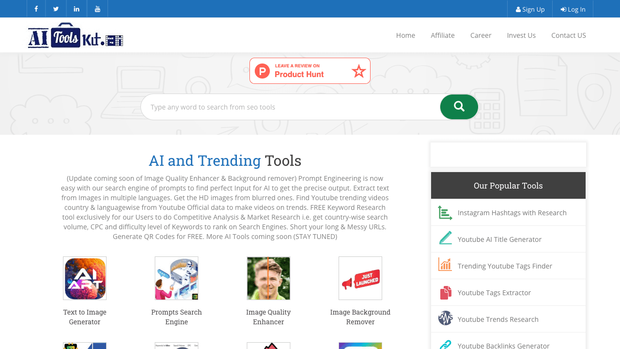 Free AI, SEO, Writing, Image & YouTube Tools